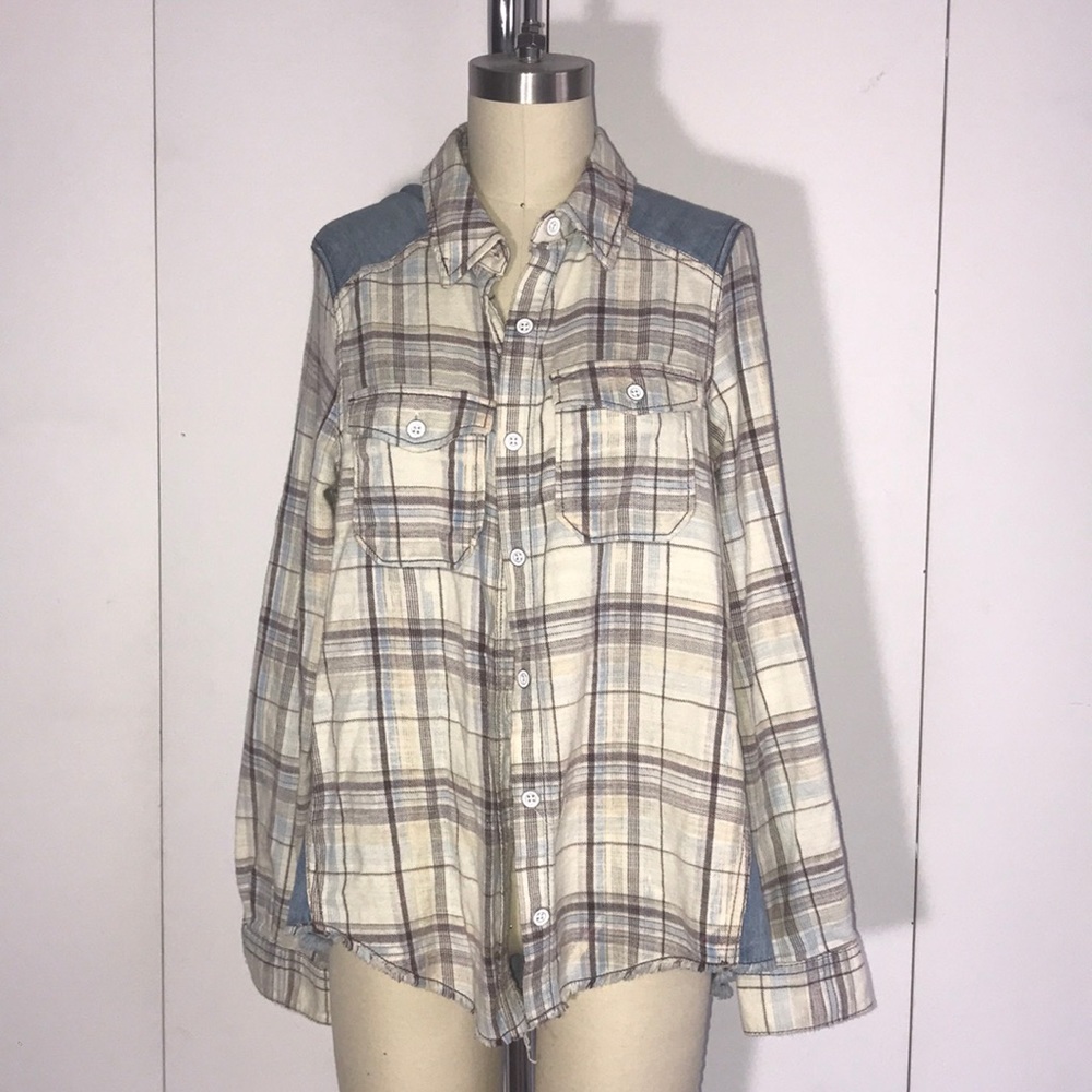 Flannel & denim button up